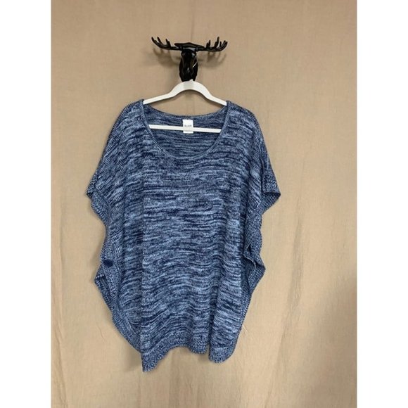 Blair Plus Size Heathered Blue Sweater‎ Poncho - 3X - Picture 1 of 6